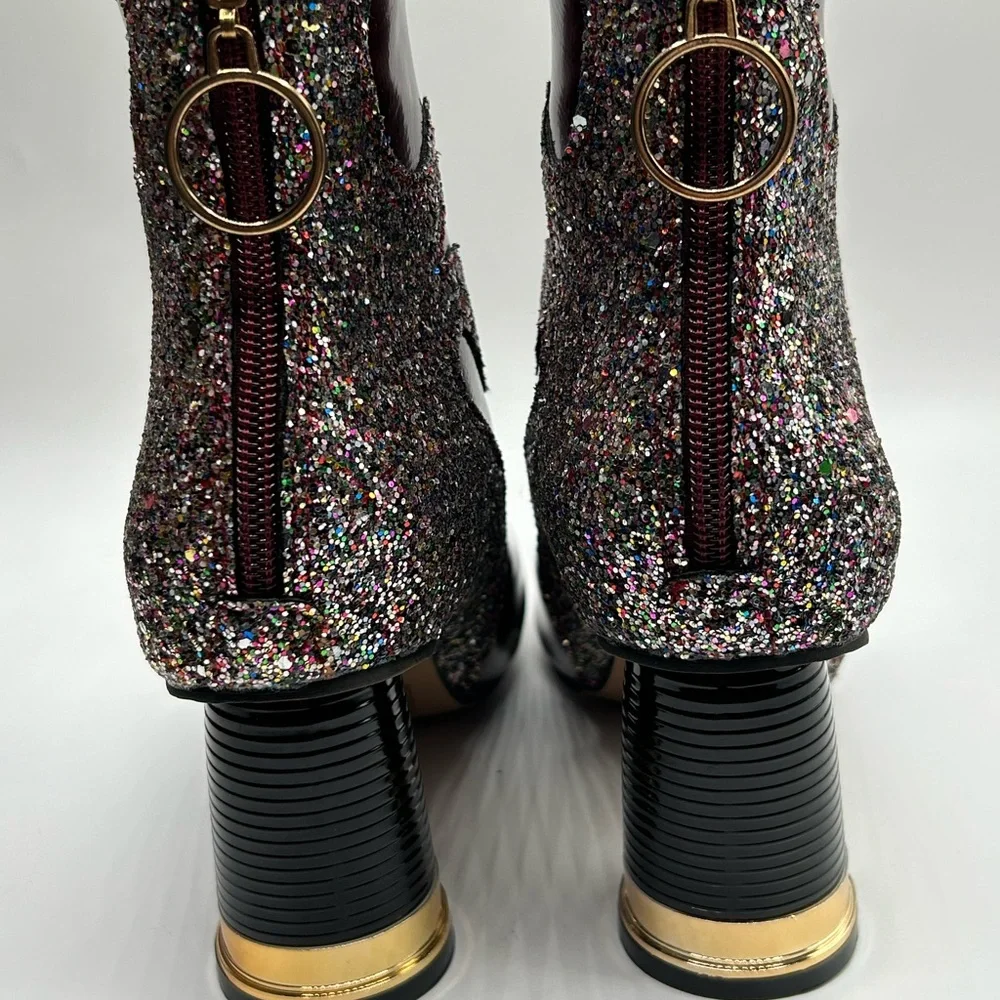 Women’s Wine Multicolored Glitter Embellished Ankle Boots Size 9 1/2 NWOT - Picture 13 of 13